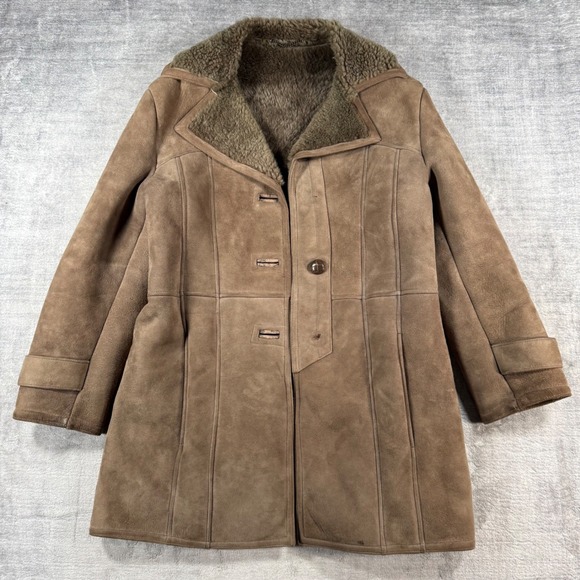 Oakleaf Leatherwear Jackets & Blazers - Oakleaf Leatherwear Jacket Women 38 Brown Suede Penny Lane Boho Shearling Coat